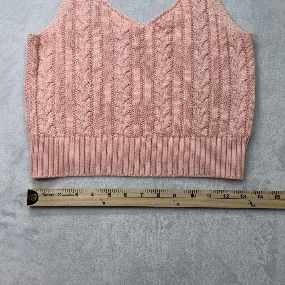 American Eagle Pink‎ Cable Knit Cardigan & Cami Set Womens XL